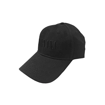 Image of Nirvana Baseball Cap Text Band Logo Official Black Strapback One Size