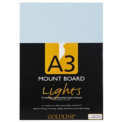 Image of Clairefontaine Ref GMB3/ASTLZ Goldline Mount Board (Pack of 10) A3 Sized, Acid Free, pH Neutral, 1.25mm Thick, 750gsm Assorted Light Colours Suitable for Model Making &amp; Framing