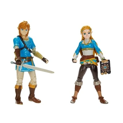 Image of Nintendo The Legend of Zelda 4 / 11 cm Link and Action Figure 2 Pack. Includes 20 Points Articulation with Sheikah Slate Soldier&#039;s Broadsword Accessories