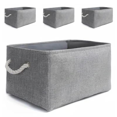 Image of Mangata 4 Pack Large Storage Boxes, Multi Size, Rectangular Organiser Baskets for Shelves, Toys, and Clothes, 41x31x20cm(Grey, L)