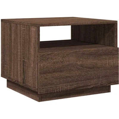 Image of vidaXL Coffee Table with LED Lights Brown Oak 50x49x40 cm