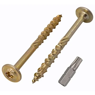 Image of Marcopol (Pack of 20 pcs) Galvanized Steel 6.0 x 70 mm Yellow Wood Screws, Torx Head, Wafer Timber Partially Threaded (20, mm)