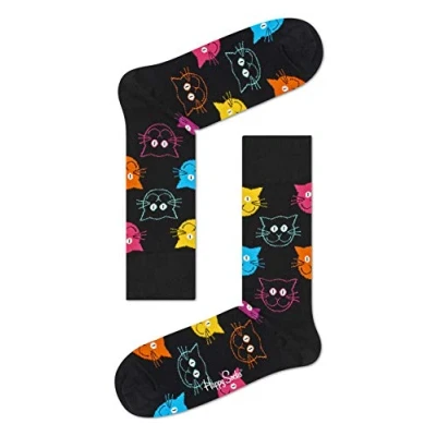 Image of Happy Socks Men&#039;s Cat Socks, Multicoloured (Multicoloured 9001), 10 Jul UK