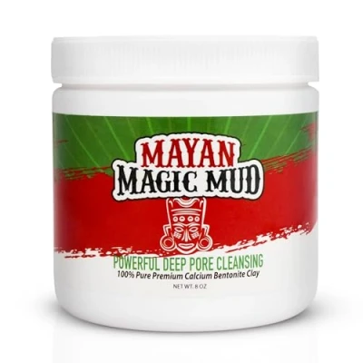 Image of Mayan Magic Mud Powerful Deep Pore Cleansing Sodium Bentonite Clay Natural Face Mask Peel For Men And Women USA Made Full Facial Skin Care Spa Level Beauty Products That Cleanse 8 Oz