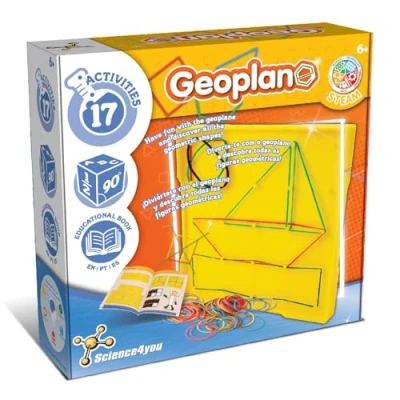 Image of Science4you Geoboard with Rubber Bands Montessori Educational Toy 17 Activities for Kids Ideal Geometry Kit Geometric Shapes and Maths Games School Ages 6 7 8 9 10+
