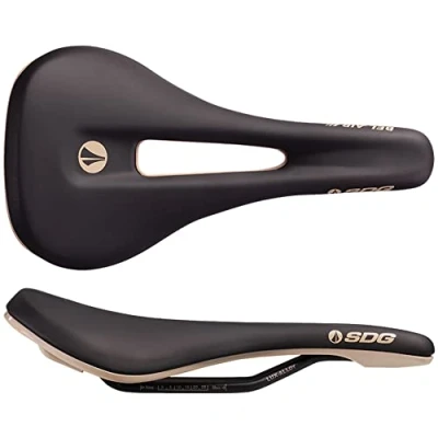 Image of SDG BEL AIR 3.0 OVERLAND LUX ALLOY RAIL SADDLE Black Microfibre Top/Tan Base