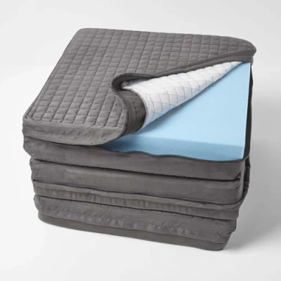 Image of HOMESCAPES Soft Quilted Cushion Cover for 3 Seater Orthopaedic Sofa Armchair Booster Cushion, 100% Polyester Washable Rectangle with Zip, 150 x 50 10cm Grey
