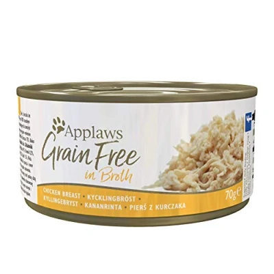 Image of Applaws 100% Natural Grain Free Wet Cat Food, Chicken in Broth, 70g Tin (Pack of 24)