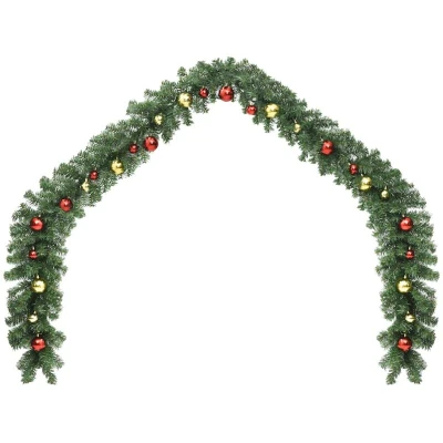Image of vidaXL Christmas Garland Decorated with Baubles and LED Lights 5 m