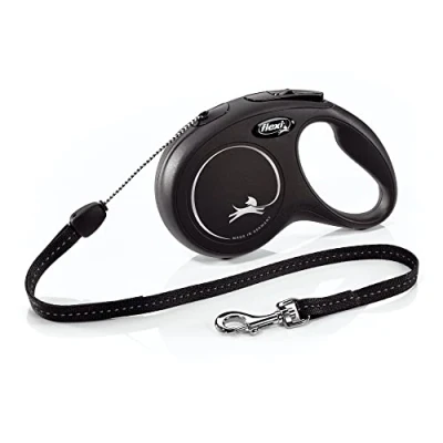 Image of FLEXI® New Classic Retractable Dog Leash (Cord), Ergonomic, Durable and Tangle Free Pet Walking for Dogs Up to 26 lbs, ft, Small, Black