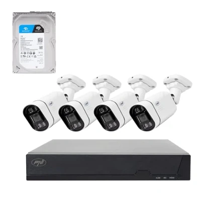 Image of PNI House IPMAX POE 5 video surveillance kit, NVR with 4 ports, 5MP IP cameras, color nightvision, 1TB HDD included