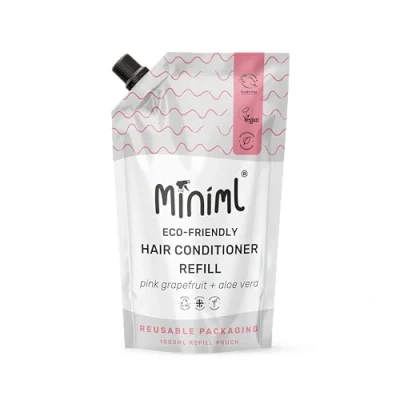 Image of Miniml Natural Hair Conditioner Eco Friendly 1L Refill Pink Grapefruit &amp; Aloe Vera Men and Womens Sensitive Scalp Skin Cruelty Free Vegan Formula For Greasy, Curly, Dry