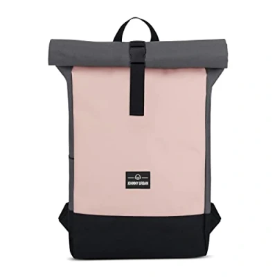Image of Johnny Urban Roll Top Backpack Women &amp; Men Pink Ryan Rucksack for School, University, Work Casual Daypack Water Repellant Laptop Compartment 16 Inch