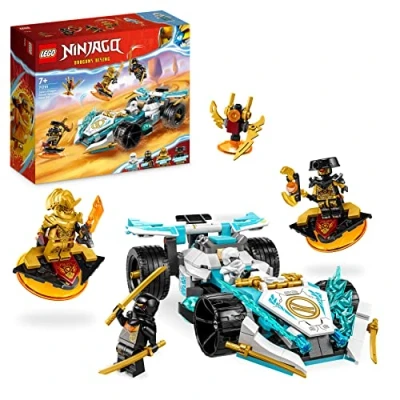 Image of LEGO NINJAGO Zane&#039;s Dragon Power Spinjitzu Racing Car Toy for 7 Plus Year Old Kids, Boys &amp; Girls, Vehicle Construction Set with Spinning Function and 4 Minifigures, Birthday Gift Idea 71791