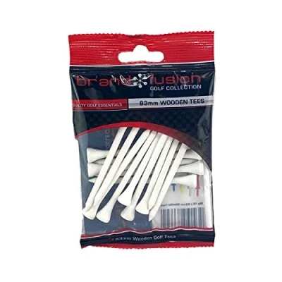 Image of Brand Fusion Unisex 83mm White Wooden Golf Tees 83 mm, White, UK