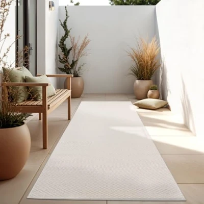 Image of Paco Home Indoor &amp; Outdoor Rug Kitchen Monochrome Mottled Pattern, Size:80x250 cm, Colour:Grey