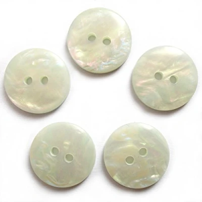 Image of Mother of Pearl Effect Colour Buttons Round 2 Hole Pack 5 (Off White, 18mm)