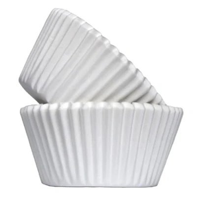 Image of Vibrant, Colourful Baking Cupcake Cases, Greaseproof Paper Cups 50mm Cup Cake Muffin Cases (100, White)