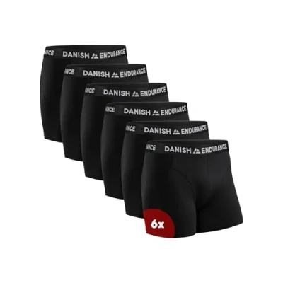 Image of DANISH ENDURANCE 6 Pack Men&#039;s Cotton Boxer Shorts, Classic Fit Underwear, Trunks, Black, 4XL