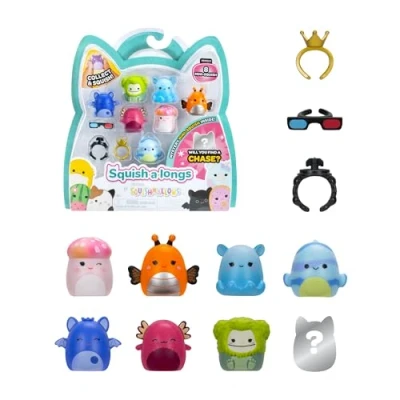 Image of Squish a longs 8 Pack (STYLE 2 W2) (8) 1 Mini with (2) Accessories, (1) Ring, and Collector’s Guide Collect, Trade, &amp; Play
