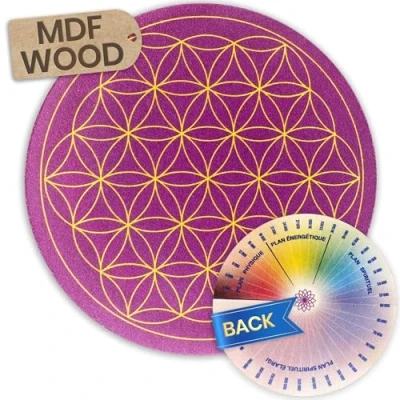 Image of Vibratis Wooden Flower of Life for Recharging Divinatory Stones &amp; Pendulums + Bovis Scale Calculating Vibratory Rate 11.5CM 100% Made in France