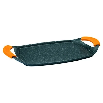 Image of ibili &quot;Basic Stone&quot; Grill Plate, Black/Orange, 47 x 28.5 cm