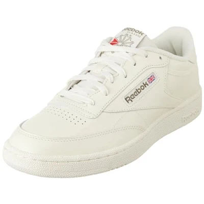 Image of Reebok Classic CLUB C 85 Unisex Trainers, Size: 9.5, Chalk/chalk/army green Leather