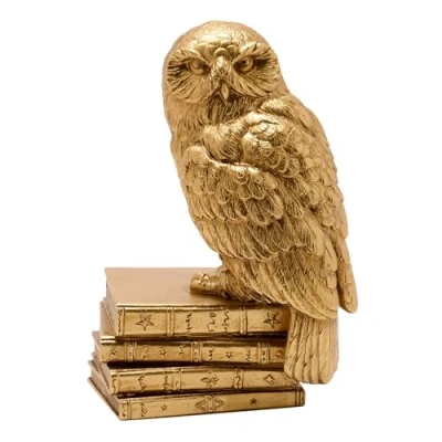 Image of Harry Potter Alumni Hedwig Owl Figurine Officially Licenced Warner Bros Merchandise Gold Wizarding World Statue For Movie Lovers. H: 20cm x W: 13cm 9cm.