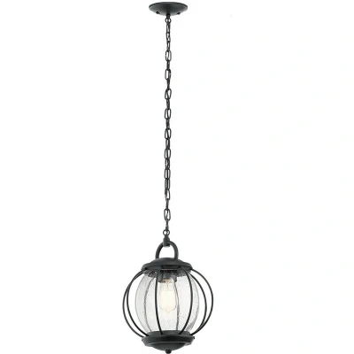 Image of Vandalia 1 Light Small Outdoor Ceiling Chain Lantern Black, E27