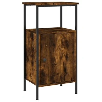 Image of vidaXL Bedside Cabinet Side Bed Table Nightstand Smoked Oak Engineered Wood