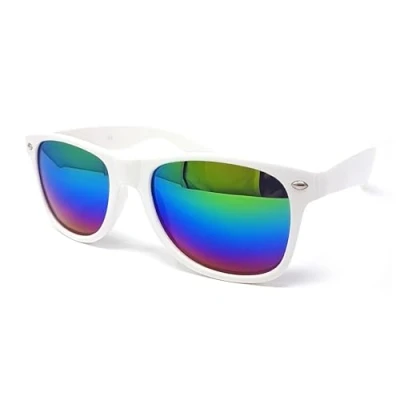 Image of WS UK Kids Classic Sunglasses with UV400 Protection Unisex (White Frame Rainbow Mirrored Lens)