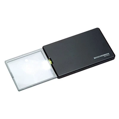 Image of Illuminated pocket magnifier [Eschenbach 152110] Magnification and illumination in a credit card format, Color: Black, Magnification: 3x, Dioptre: 8