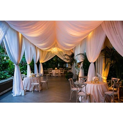 Image of Megachest Wedding Voile Fabric 58 Inches Wide DIY Material (Pure Snow White, 10 Meters Long)