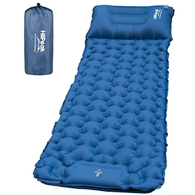 Image of HiiPeak Camping Sleeping Pad Ultralight Inflatable Mat with Built in Foot Pump &amp; Pillow, Compact Waterproof Air Mattress for Camping, Backpacking, Hiking, Tent Trap Traveling