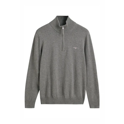 Image of GANT Classic HALF ZIP Jumper, Men&#039;s, Size: Small, Dark grey melange