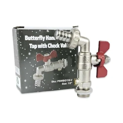 Image of Wärmer System Outside Garden Tap with Check Valve, 1/2 inch Tap, Double Outlet (Butterfly Handle 1/2&#039;&#039; Tap)
