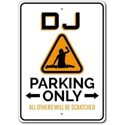 Image of Inga Djdj Parking Sign Dj Funny Retro Metal 8x12 inches