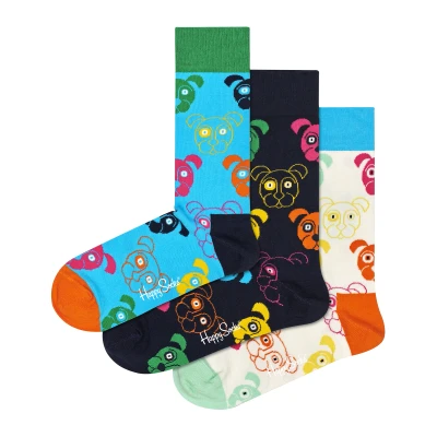 Image of Happy Socks Mixed DOG GIFT SET Unisex 3 PACK Socks, Size: 4 7, Multi