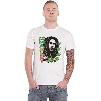 Image of Bob Marley T Shirt Kaya Illustration Logo Official Unisex White XL