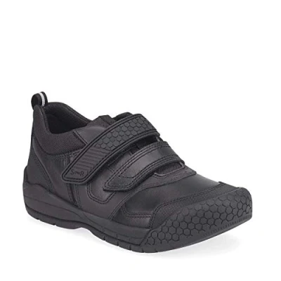 Image of Start rite Strike Kids Shoes, Black Leather Boys School Shoes (Black Leather, UK Footwear Size System, Little Kid, Men, Numeric, Medium, 7.5)