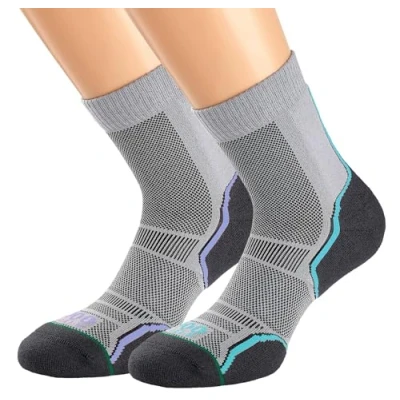 Image of 2 Pair Grey Trail Sock Unisex 3 5.5 Ladies 1000 Mile
