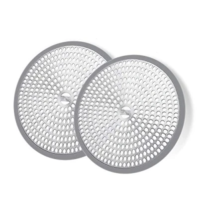 Image of LEKEYE Shower Hair Catcher Drain Protector Strainer Steel &amp; Silicone 2 Pack