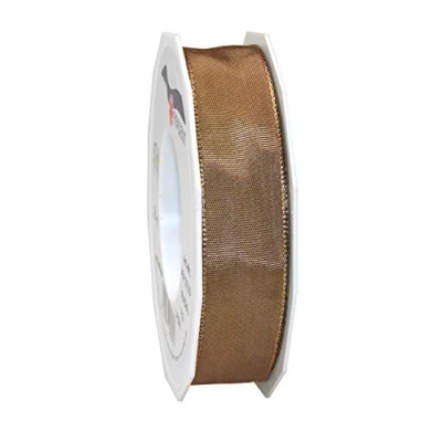 Image of Präsent Lyon Wired Taffeta Ribbon Machiato 25 mm Width, m Length