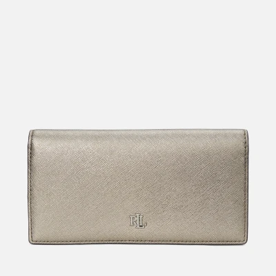 Image of Lauren Ralph Crosshatch Leather SLIM Wallet Wallet, Women&#039;s, Size: One Size, Pewter