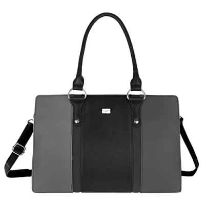 Image of David Jones Women&#039;s Large Size Tote Handbag Long Handles Shoulder Bag Striped Faux Leather Lady Rigid Shopper Top Handle Satchel City Briefcase Work School Office Grey
