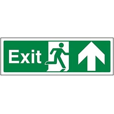 Image of V Safety Exit Arrow Up Sign 300mm x 100mm 1mm Rigid Plastic