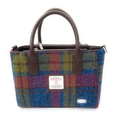 Image of Glen Appin Harris Tweed Tote Handbag LB1228 Brora (Col. 46 Multi tartan)