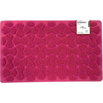 Image of Nicoman Bow Tie Shape Door Mat (Use Indoor or Sheltered Outdoor), Dirt Trapper Jet Washable Spaghetti Doormat, Pink, 75x44cm