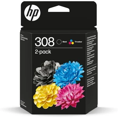 Image of HP 308 2 Pack Black/Tri color Original Ink Cartridge Combo