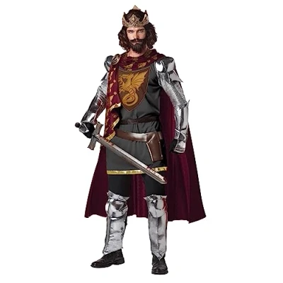 Image of California Costumes 1234 King Arthur Medieval/Renaissance Adult Sized Costume, Silver, Medium